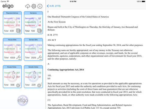 【免費新聞App】Eligo Lite: check the facts. The US Congress in your pocket. House and Senate bills and votes. Track and Discover representatives, senators resolutions, laws statistics using filters and charts. Get ready for the next election.-APP點子