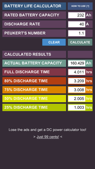 DC Battery Life Calculator Free