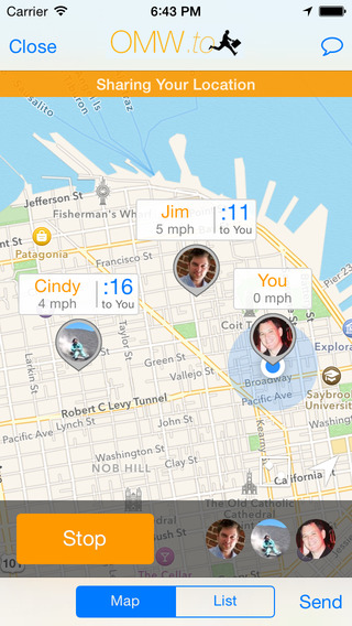 OnMyWay.to - Location sharing and messaging