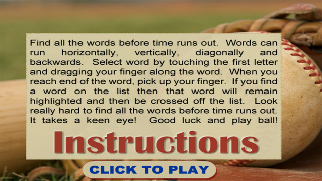 Baseball Word Search FREE