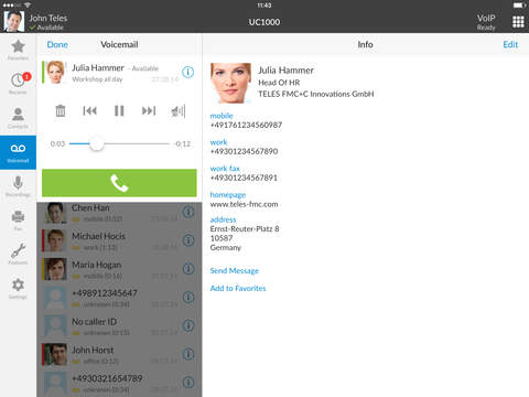 UC1000 for iPad - Unified Communications Softphone screenshot 2