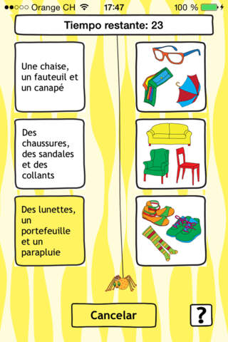 Motlies entrenador de vocabulario Francés 4 - la ropa, la casa y personas screenshot 3