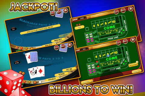 Gold Craps Casino with Big Blackjack Party and Fortune Wheel! screenshot 2