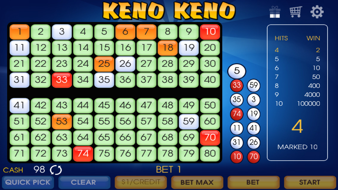 keno to go numbers