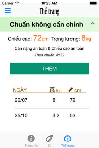 Sổ Tay Mẹ - Lưu lượng sữa bú, chiều cao, cân nặng theo chuẩn WHO screenshot 3