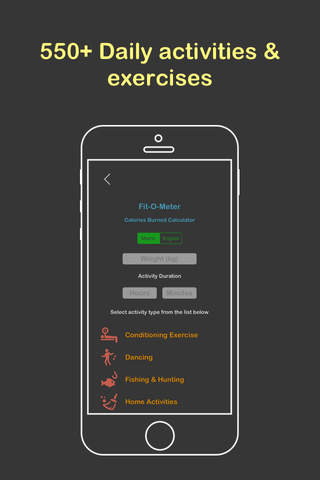 Fit-O-Meter: Calories Burned Calculator for 550+ daily activities & exercises screenshot 2