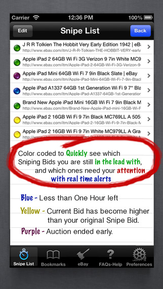 【免費生產應用App】Auction Buyers Bidding Snipe timer for eBay with sniping watchList-APP點子