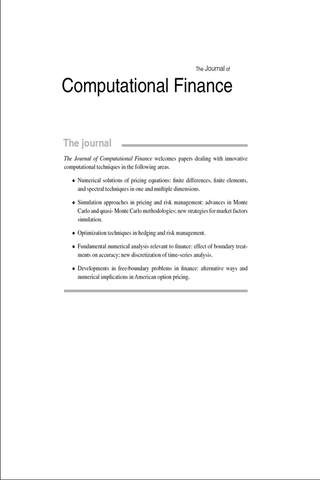 The Journal of Computational Finance screenshot 2