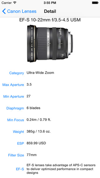 【免費攝影App】Canon Lenses-APP點子