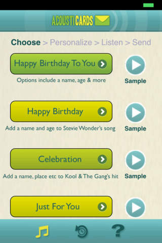 AcoustiCards:Personalized songs, musical greetings screenshot 2