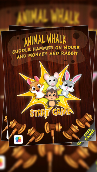 Animal Whack : Cuddle Hammer on Mouse and Monkey and Rabbit - Gold Edition