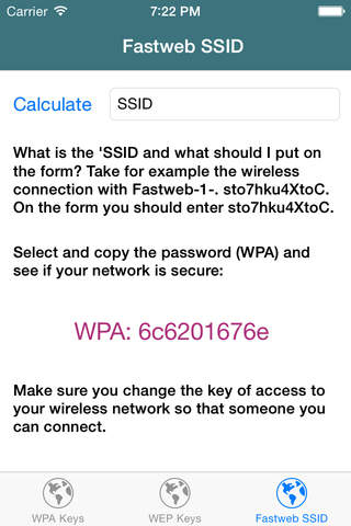 WPA/WEP KeyGen - Fastweb SSID Security screenshot 3