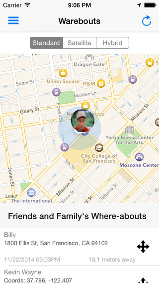Warebouts - Share your whereabouts with your family friends including group messaging