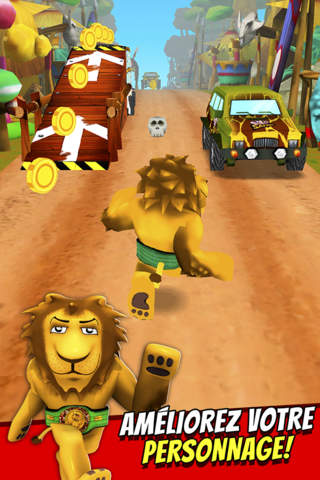 Cartoon Safari Runner - 3D Animal Escape the African Zoo Hunter Free Game screenshot 2