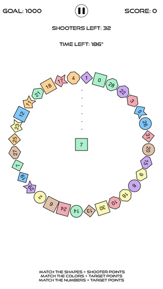 `Carousel Shooter´ - Matching puzzle game. Match the color shape and numbers