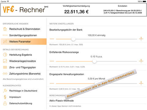 【免費財經App】VFE-Rechner - Vorfälligkeitsentschädigung für ein Darlehen berechnen (inkl. Zins- und Tilgungsrechner)-APP點子