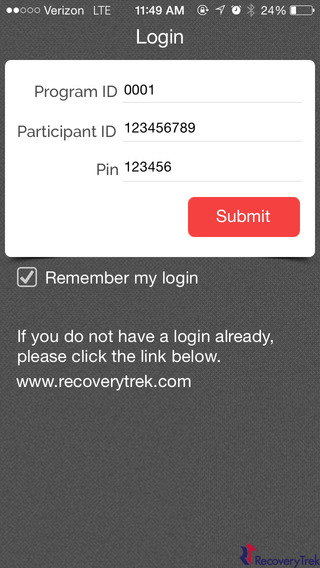 RecoveryTrek Participant Mobile Portal