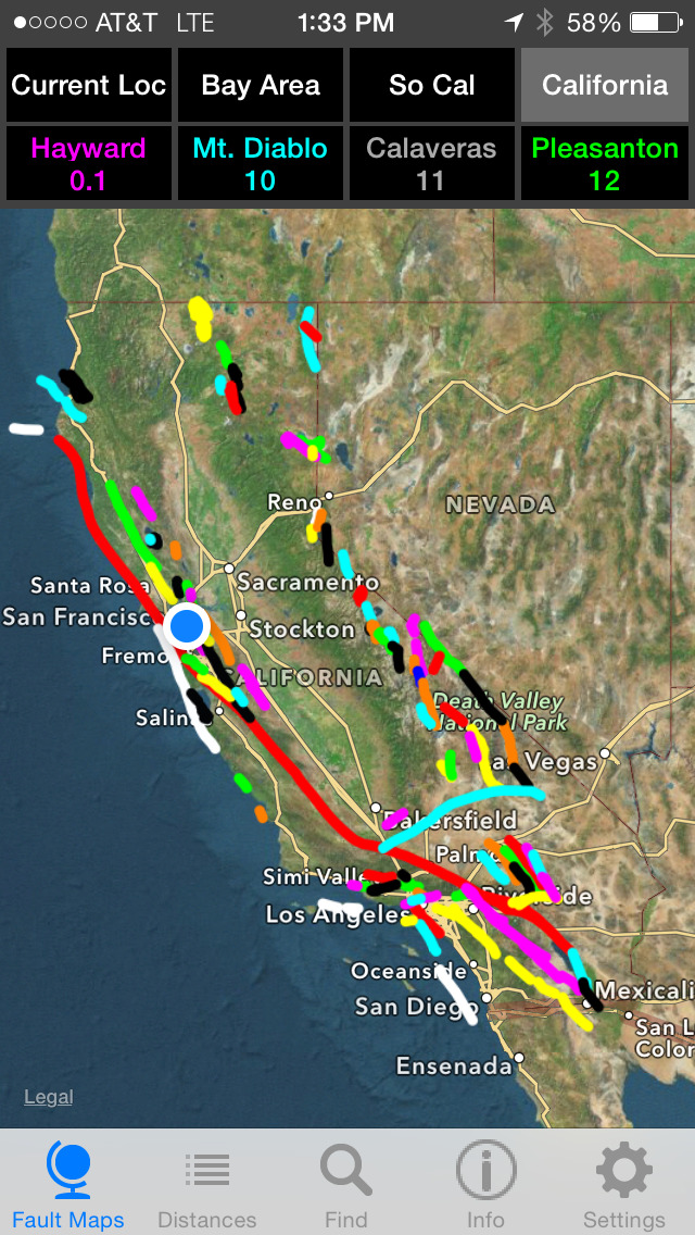 california earth quake lines