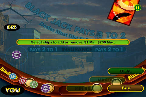 21 Blackjack in Wild West Las Vegas Big Strip Casino Win Style Game Free screenshot 4