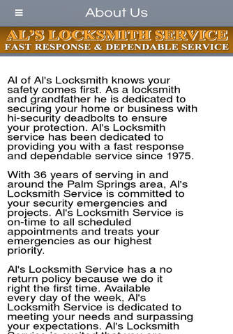 Al's Locksmith Service - Palm Springs screenshot 2