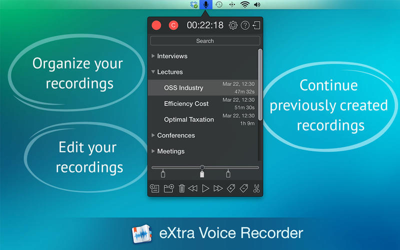 eXtra Voice Recorder: record, edit, take notes, and sync with Dropbox 앱스토어 스크린샷