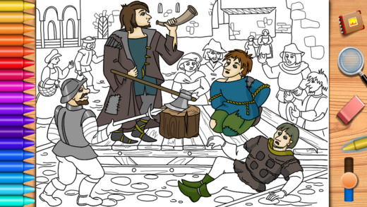 【免費書籍App】Robin Hood and execution. Coloring book for children-APP點子