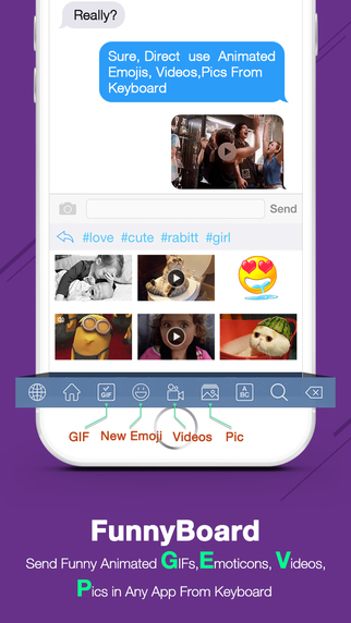 FunnyBoard - Send Funny GIF Animated Emoji Video Pic from Keyboard