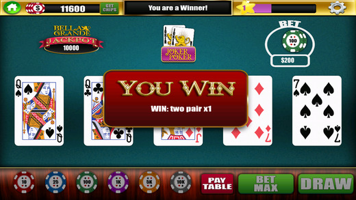 【免費遊戲App】Bella Grande Video Poker Casino - Free Jacks or Better, Deuces Wild and Joker Poker Games-APP點子