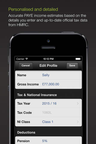 UK Tax Calculator 2015/16 for PAYE salary estimation screenshot 2