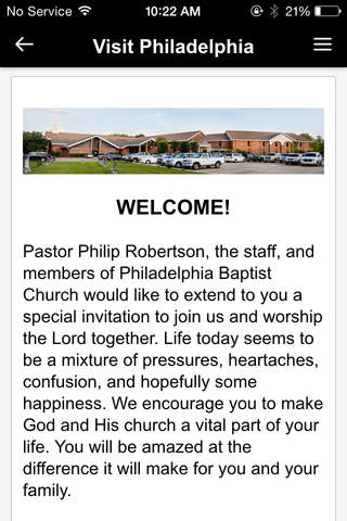 Philadelphia Baptist Church Pineville screenshot 2