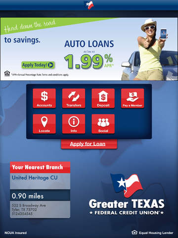 Greater TEXAS Federal Credit Union for iPad