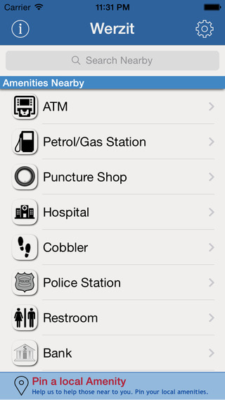 Werzit - Find near by atms banks gas stations other amenities and get directions
