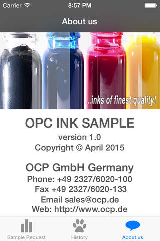 OPC GmbH Ink Sample Request screenshot 2