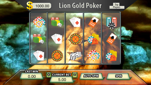 AA Lion Gold Poker Slots - FREE Slot Game Gems of the King - Wealth and Luck