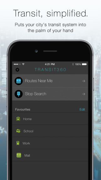 Transit 360: real time public transit - metro subway LRT streetcar ferry bus schedules for stops and