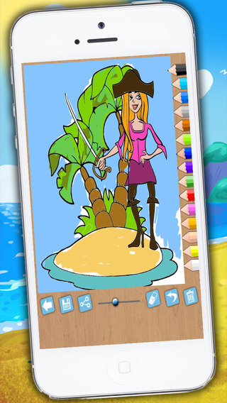 Paint and color pirates - Educational pirates coloring game for kids aged 1 to 6 years - Premium