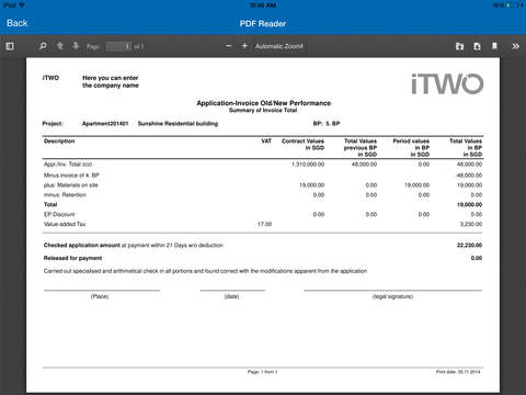 iTWO Invoice Approval screenshot 4