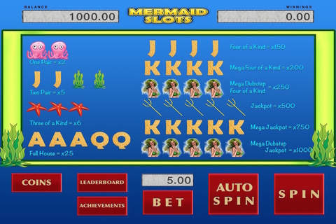 "A+" Mermaid World Slots Machine Casino in Vegas screenshot 3