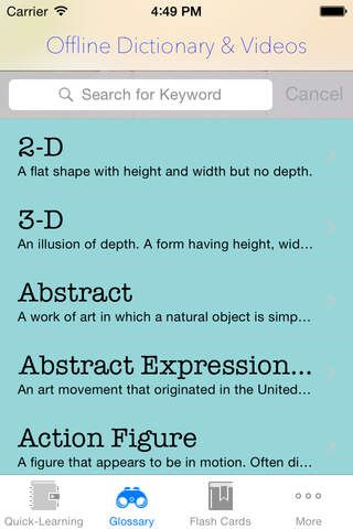 Art Dictionary & Flashcard: image and video illustrations with interesting facts sheet screenshot 2