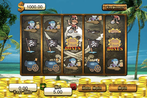 A Pirates of the Caribbean Slots - The legend of the Hidden Casino Beach FREE screenshot 2
