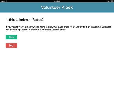 Volunteer Kiosk screenshot 2