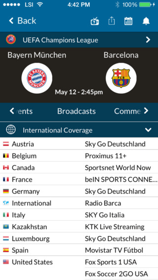 Live Soccer TV - Official Broadcast Schedules Scor