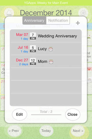 iWeeky Calendar for Main Event screenshot 4
