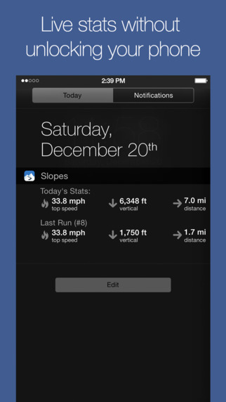 Slopes: Track skiing snowboarding speed + vertical and other stats using GPS