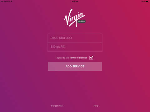 Virgin Mobile Australia My Account - iPad Version