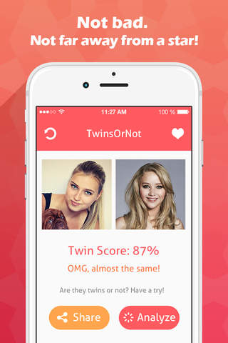 Twins Or Not? Take photos and assess how similar you are! screenshot 3