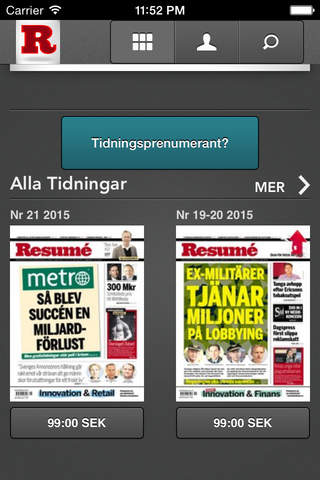 Tidningen Resumé. screenshot 2