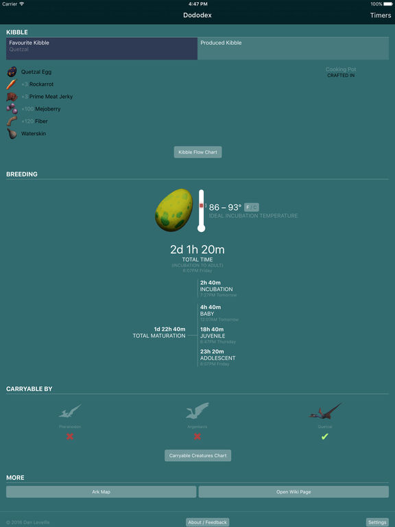 Dododex Taming Calculator for Ark Survival Evolved для iPad
