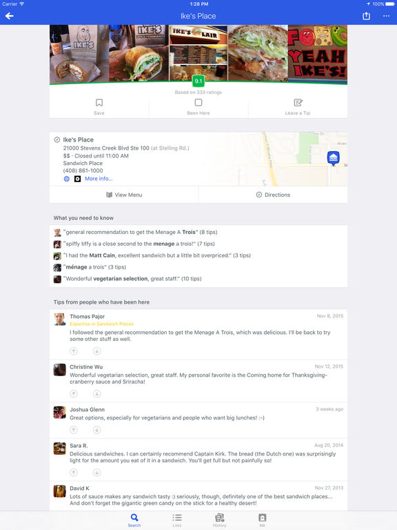 Screenshots of Foursquare City Guide for iPad