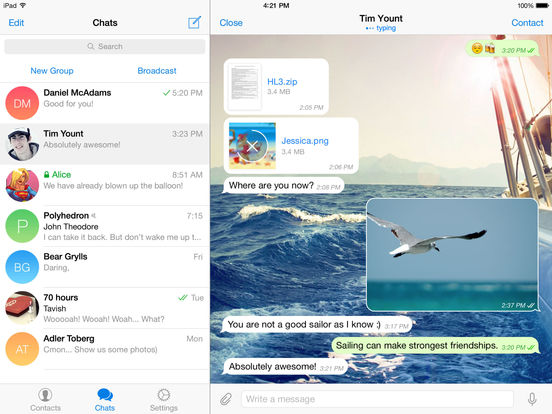 Telegram Messenger на iPad
